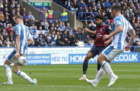 Coventry City's Ellis Simms scores their second goal of the game during their Championship match at Huddersfield.
