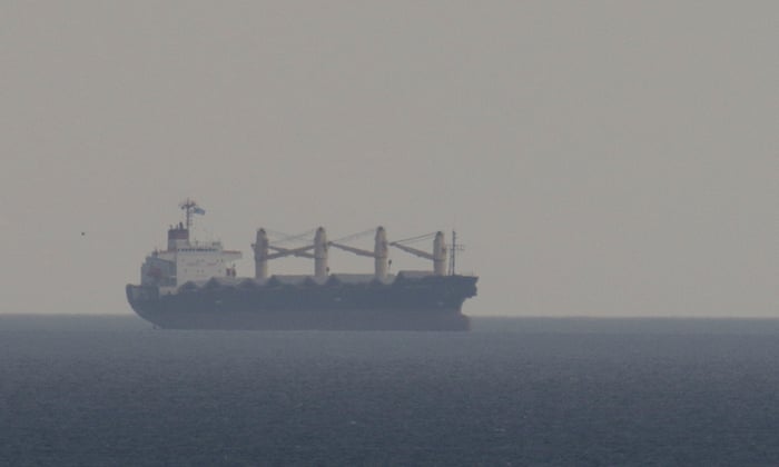 The Lebanese-flagged bulk carrier Brave Commander arrives to the sea port of Pivdennyi after grain exports were restarted amid Russia’s attack on Ukraine, in the Odesa region, Ukraine, on 12 August, 2022.