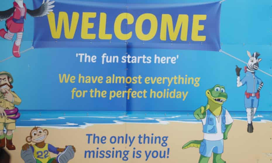 A welcome sign outside a Pontins holiday park