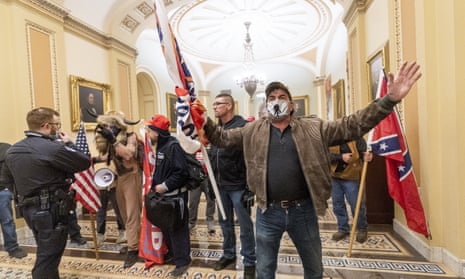 Pro-Trump supporters inside the Capitol building in Washington