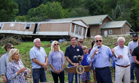 Joe Biden in eastern Kentucky with families affected by devastation from recent flooding.