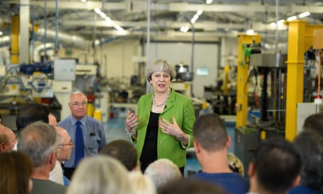 Theresa May doing a Q&amp;A at Cross Manufacturing Company in Odd Down in Bath.