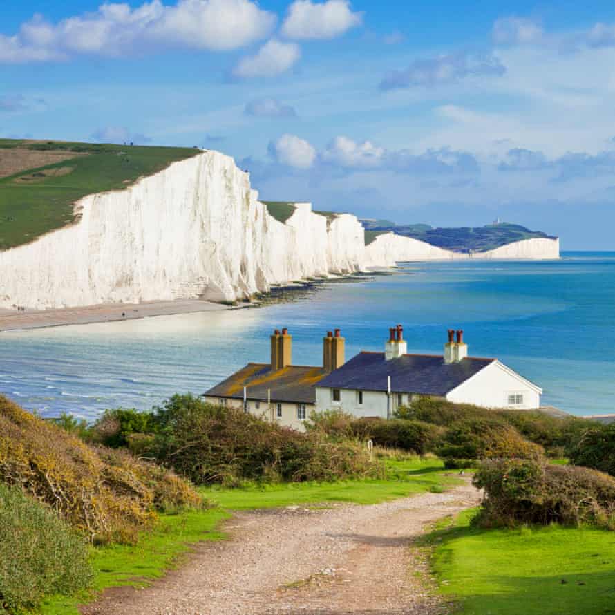 The Seven Sisters cliffs in East Sussex, England.