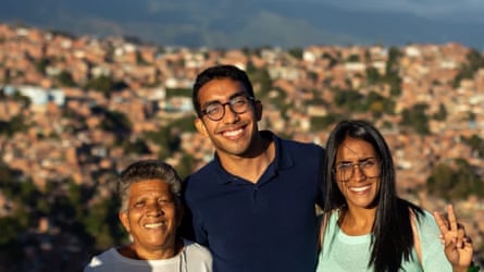 Piñero with his mother and sister in Petare, Caracas.