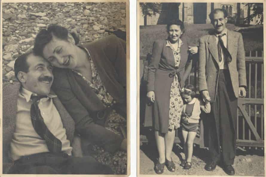 Michele Hanson’s parents Adolf and Clarice (left); the family on holiday near Barrow-in-Furness in Cumbria, about 1945-6
