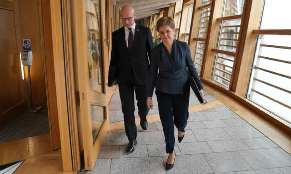 Scotland's first minister Nicola Sturgeon arrives for first minster's questions at the Scottish parliament in Holyrood, Edinburgh on 23 June. 