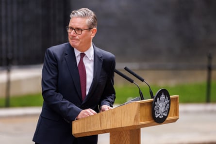 Keir Starmer announcing his resignation in June outside Downing Street.