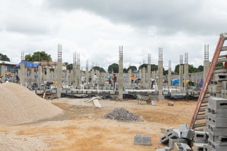 Construction workers on a building site