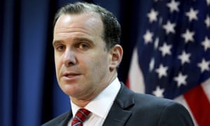 Brett McGurk speaks in Baghdad in 2017.