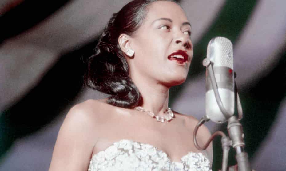 Jazz and blues singer Billie Holiday performs at the Newport Jazz festival in 1957