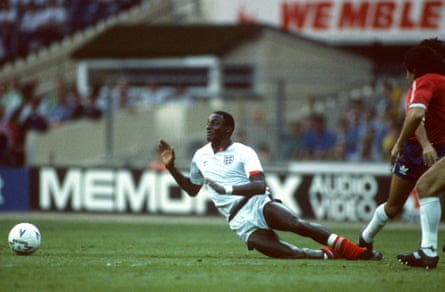John Fashanu in action during his England debut against Chile at Wembley in May 1989.