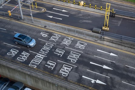 Airport motoring signs on the tarmac