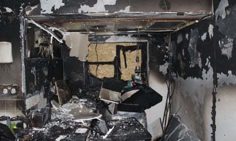 Rebecca Burston’s kitchen after a fire which started in her Hotpoint tumble dryer. 