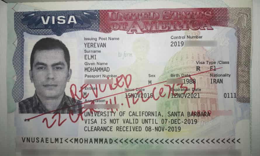 Mohammad Elmi was denied entry to the US and his student visa revoked by Customs and Border Protection.