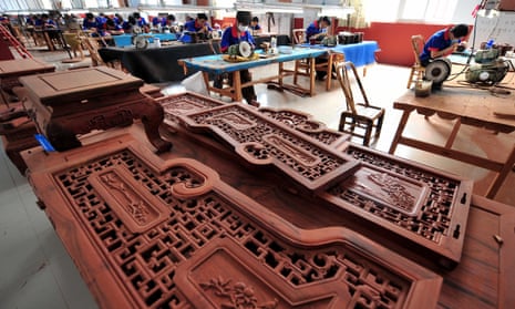 Rosewood used in classic-style ‘hongmu’ furniture in China