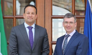 Drew Harris, pictured next to the taoiseach, Leo Varadkar, left, is take up the post of Garda SÃochána commissioner in September.