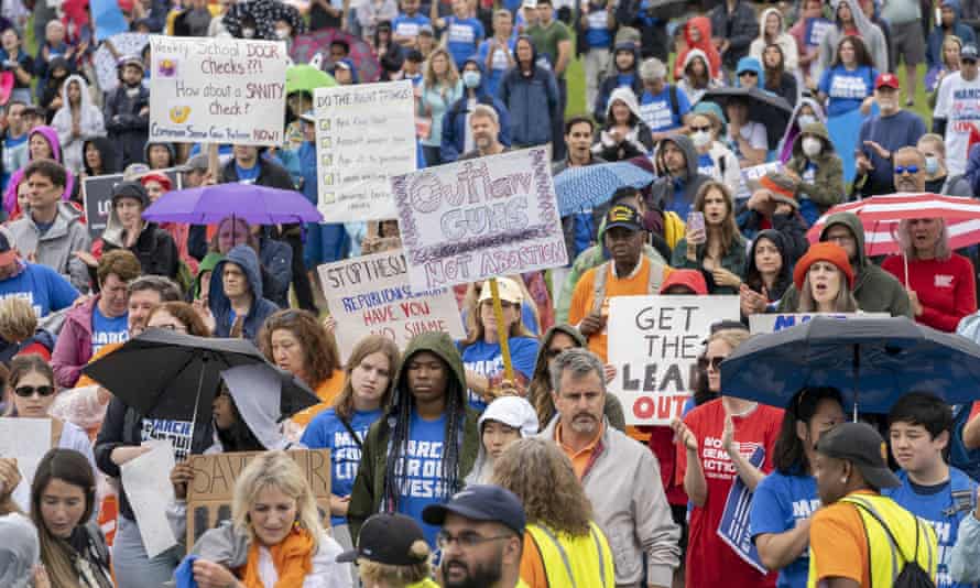 People participate in the second March for Our Lives rally in support of gun control.