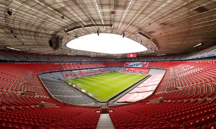 A fan’s-eye-view of the pitch at the Football Arena Munich