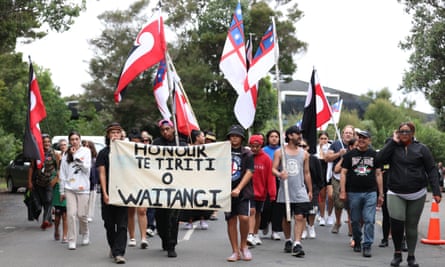 A walks towards the Waitangi treaty grounds on Monday.