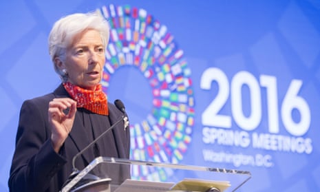 Christine Lagarde, the IMF’s managing director, speaks during a seminar in Washington.