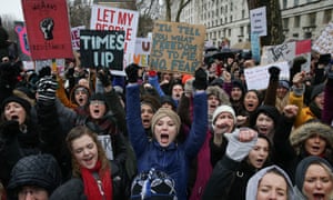 Protesters on the Women’s March in London in January.