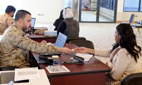 Women registering to join the Kuwaiti army at the defence ministry in Kuwait City in December