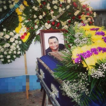 A picture of Pineda is displayed on his coffin