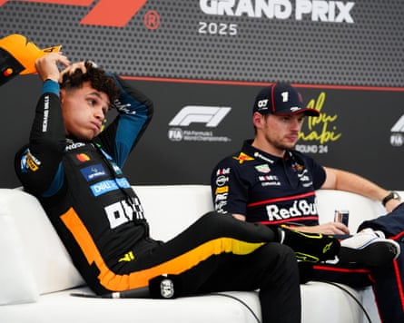 Lando Norris with pole sitter Red Bull driver Max Verstappen