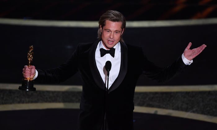 Brad Pitt wins best supporting actor Oscar and takes on Trump in speech | Oscars 2020 | The Guardian