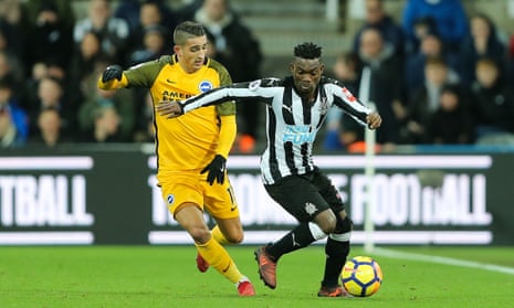 Anthony Knockaert battles Newcastle’s Christian Atsu for the ball. The Frenchman was a rare bright spark in a dull draw.