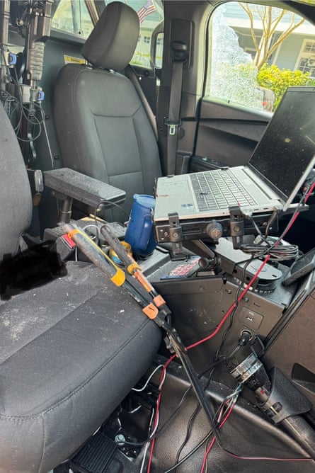 a broken in car