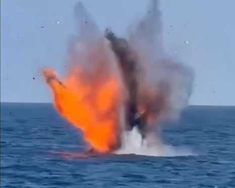 An explosion of what Romanian defence minister Radu Miruță said was one of two Gerbera-type drones drifting in Romania's Black Sea exclusive economic zone near the offshore gas project Neptun Deep on 11 August.