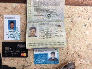A photograph released by Egypt’s interior ministry showing Regeni’s personal belongings.