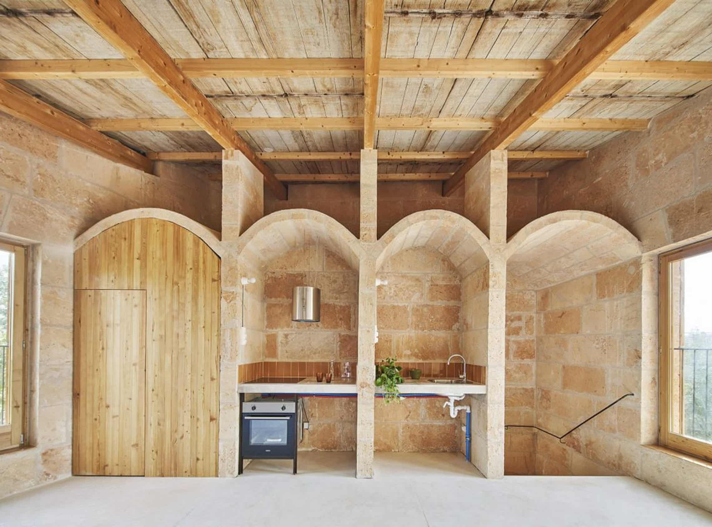 Everyday luxury: affordable housing near Palma, Mallorca, built by Balearic social housing institute Ibavi, constructed from load‑bearing stone quarried locally. Photograph: José Hevia