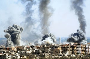 Damascus, SyriaSmoke rises after the Syrian army shelled the Douma district in Eastern Ghouta countryside of Damascus Airstike on Damascus.