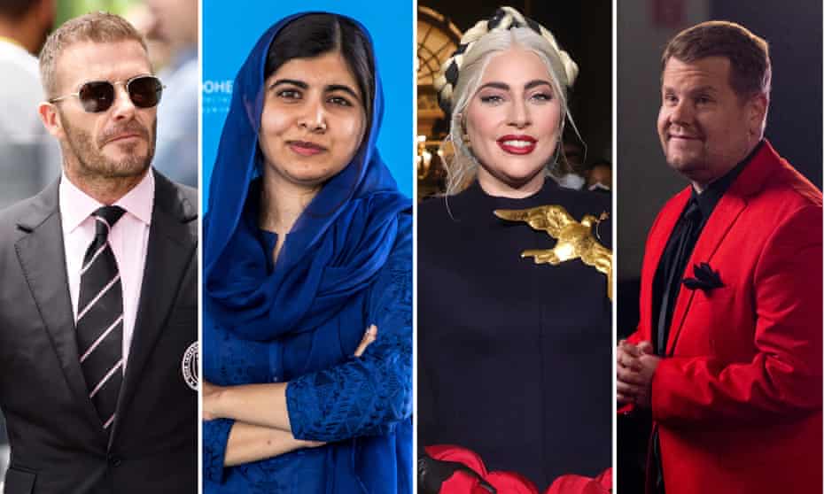 David Beckham, Malala Yousafzai, Lady Gaga and James Corden