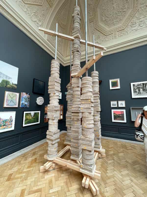 The elephant dung towers by Boonserm Premthada. Royal Academy Summer Exhibition 2022 architecture room