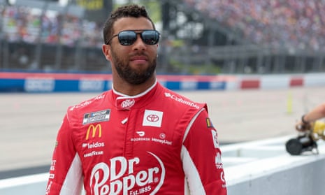 Nascar driver Bubba Wallace looks on ahead of a race at Darlington Raceway earlier this month.