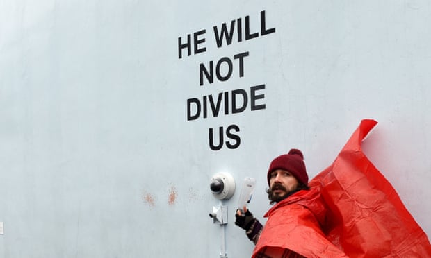 LaBeouf at the art installation on Wednesday.