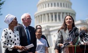Alexandria Ocasio-Cortez speaks alongside Bernie Sanders in June.