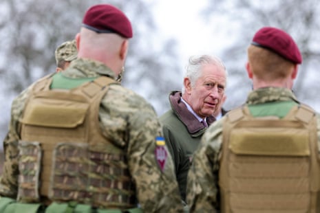 The king with Ukrainian recruits.