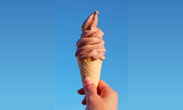 Soft-serve chocolate ice-cream cone.