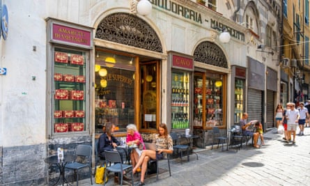 street cafe in centre of Genoa