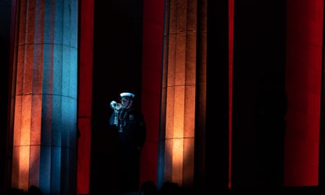The last post is performed at the Shrine of Remembrance in Melbourne. Remembrance Day is commemorated on 11 November each year.