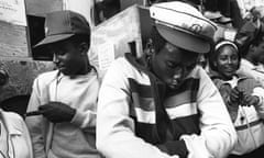 STOCK<br>Mandatory Credit: Photo by Peter Anderson/Pymca/Shutterstock (3488787a) Black Teenagers, dancing at a sound system, Notting Hill Carvival, London, UK 1983 STOCK