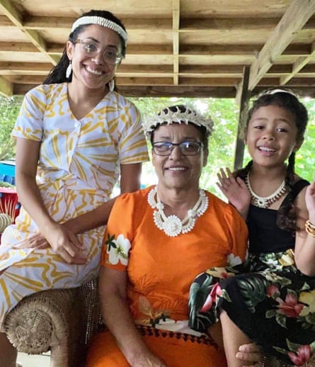 Marshallese poet Kathy Jetñil-Kijiner with her mother Hilda Heine and her daughter Peinam, who is named after a parcel of land belonging to Heine’s family