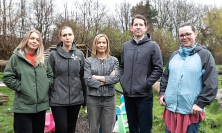 Parents of children at Sprig Ludens nursery (from left): Dani Powell; Georgia Ledbury; Bridget Wilson; Richard Connell; and Sinead Stegner-Teasdale.