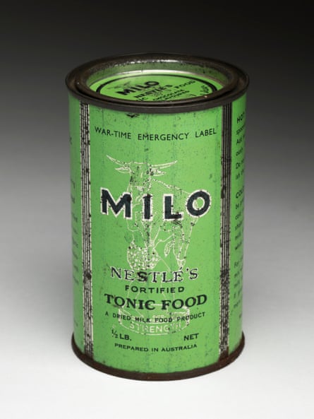 A wartime label on a Milo tin used between 1939 and 1945, from the National Museum of Australia’s collection.