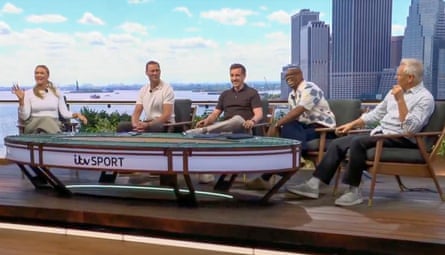 Laura Woods on ITV’s coverage as Duncan Ferguson, Gary Neville, Ian Wright and Gary Lineker watch