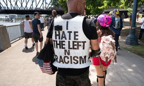 A rally in Portland on 4 August in which the Proud Boys took part.